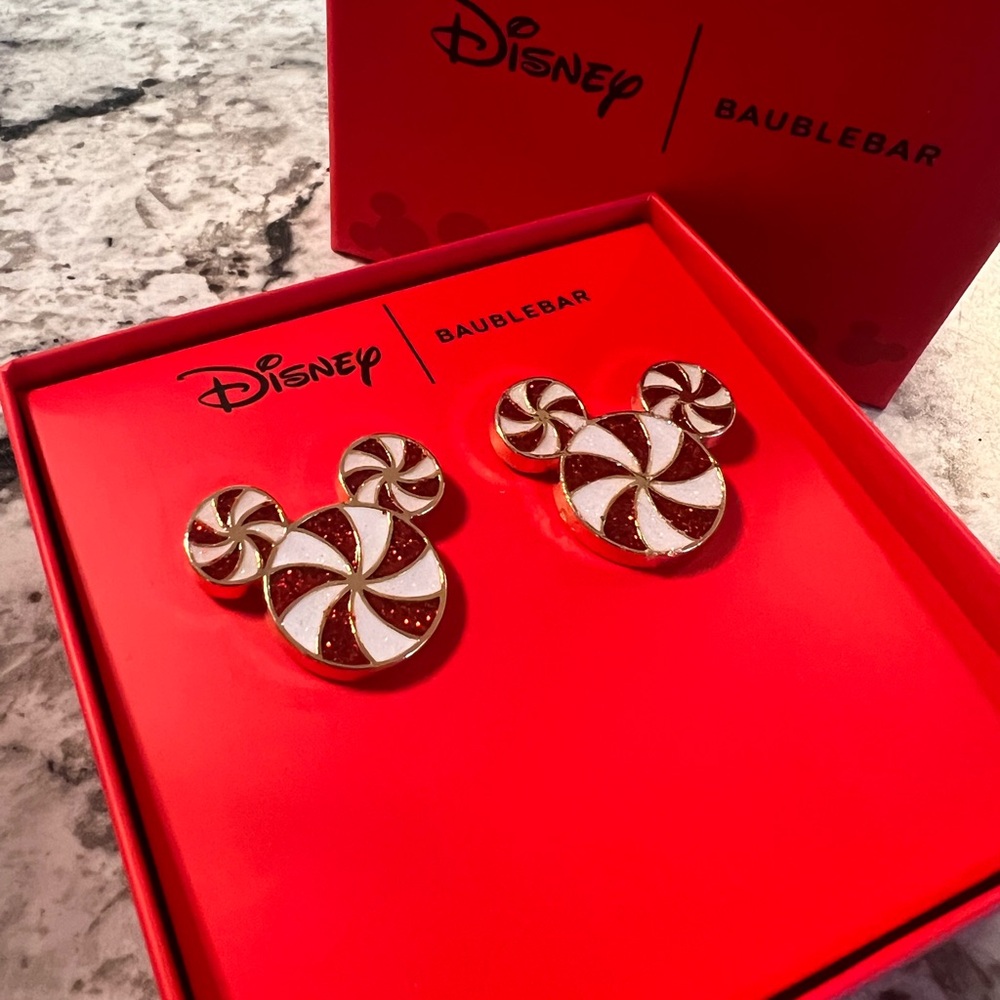 BaubleBar Disney Peppermint Mickey Earrings - Red and White